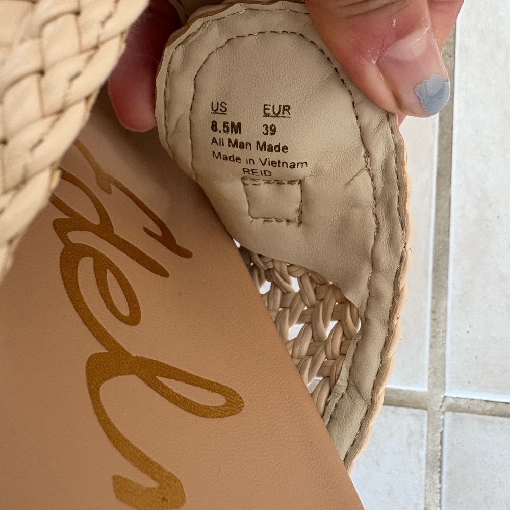 Sam Edelman Reid Linen Woven Sandals Double Stap Slides - Picture 6 of 9